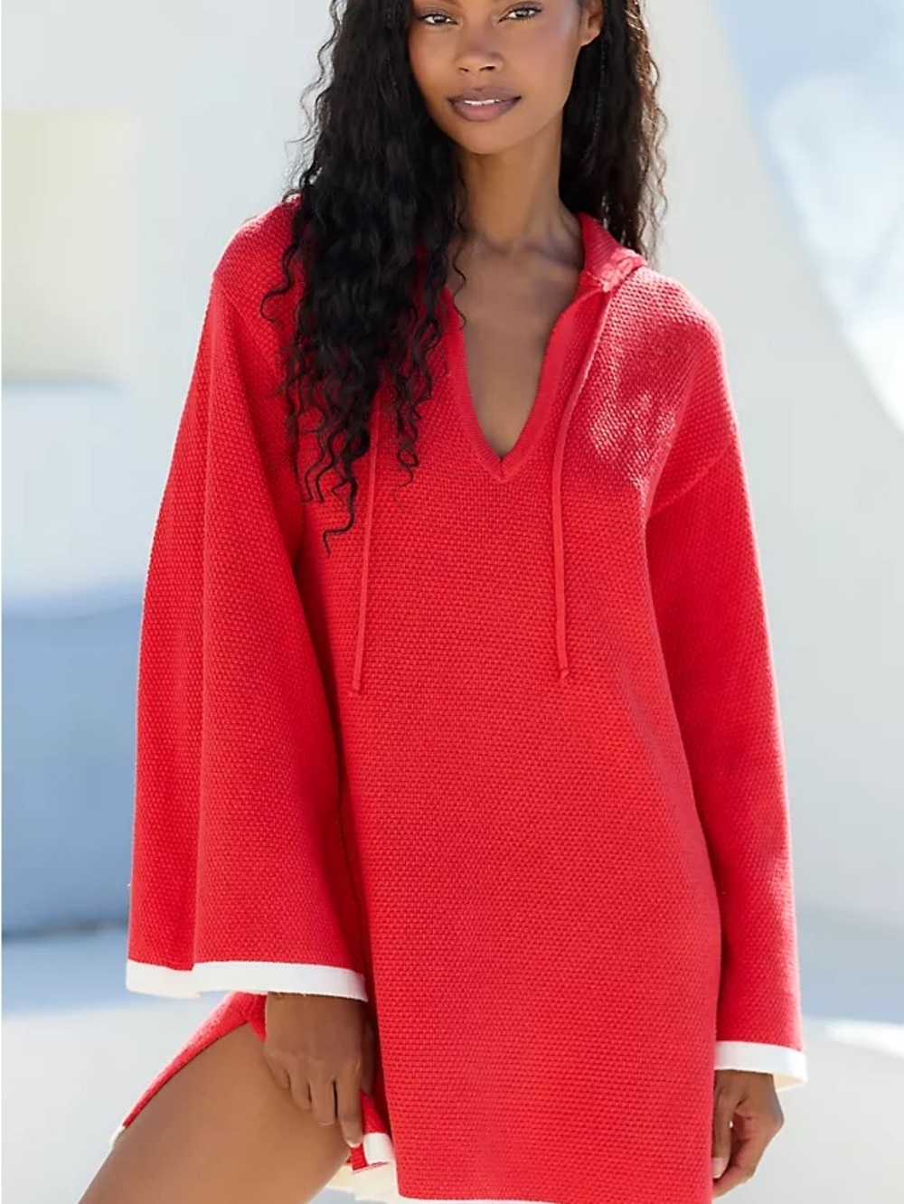 NWOT Flat White The Livvy Waffle Knit Sweater Red